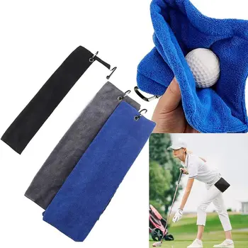 Сверхмощный карабин, трехстворчатое полотенце для гольфа, высококачественная ткань из микрофибры, высокое водопоглощение, инструмент для полотенца для гольфа с крючком