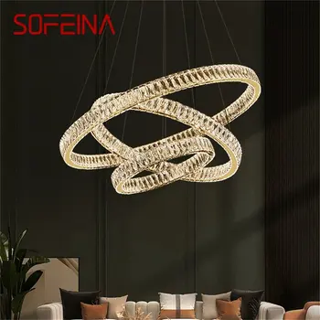 SOFEINA Современный роскошный подвесной светильник, светодиодные светильники, Декоративная Круглая Хрустальная люстра для гостиной, спальни, отеля