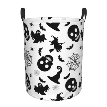 Складная корзина для грязного белья с абстрактным призраком летучей мыши на Хэллоуин, корзина для хранения детского органайзера для дома