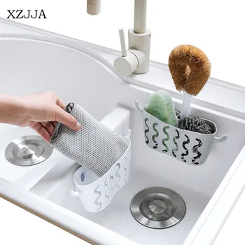XZJJA Многофункциональный стеллаж для хранения на присоске, Кухонная губка, Посуда, Сливная корзина для раковины, Органайзер для туалетных принадлежностей в ванной, Держатель
