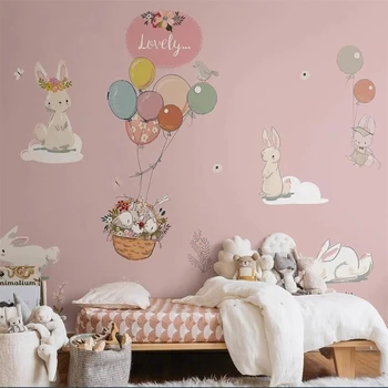 изготовленная на заказ скандинавская мультяшная фреска для детской комнаты обои с кроликами спальня для мальчиков и девочек обои для гостиной