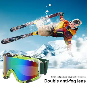 Зимние лыжные очки, лыжные очки с круглой полировкой, зимние уличные лыжные очки, двухслойные линзы, защита от запотевания снега для езды на велосипеде