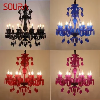 Хрустальный Подвесной светильник SOURA в Роскошном стиле, Европейская Свеча, Художественная Гостиная, Ресторан, Спальня, Вилла, Люстра