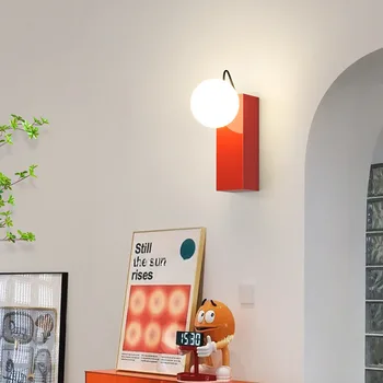 Настенный светильник с шариками в кремовом стиле, прикроватная лампа для спальни с магнитным всасыванием, дизайнерский интернет, красные лампы для детской комнаты