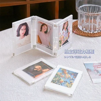 Магнитная рамка для фотокарточек Kpop Idol в Корейском стиле, мини-Акриловые магнитные рамки для фотографий, Прозрачная Акриловая подставка для карточек