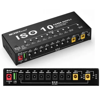 Mosky ISO-10 Гитарный Блок питания Педаль эффектов 10 Изолированных Станций Питания Выходы постоянного тока/5 В Выход USB-порта для 9 В 12 В 18 В