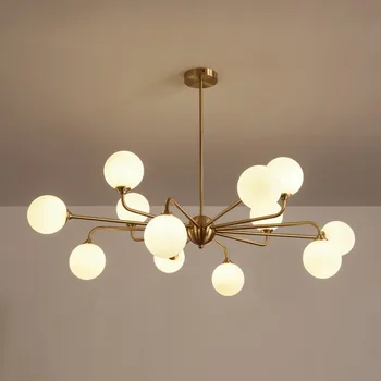 Молекулярная люстра Nordic copper magic bean в стиле постмодерн, простая лампа для гостиной, креативный светильник для спальни в ресторане, роскошные лампы
