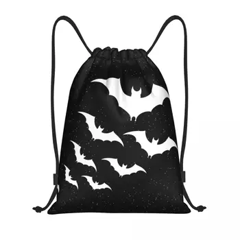 Изготовленная на заказ сумка с завязками Bats In The Night Для женщин и мужчин, легкий рюкзак для хранения в спортивном зале в стиле готической ведьмы на Хэллоуин