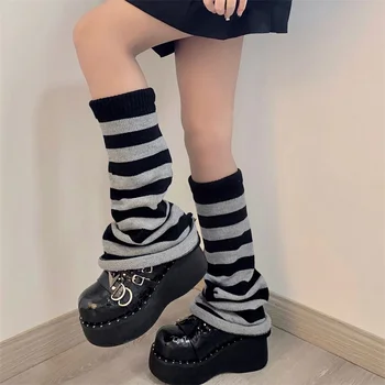 Зимние гетры Черные Аксессуары Gyaru Y2k в готическом стиле, вязаные носки в стиле готической Лолиты, женские милые гетры для танцев
