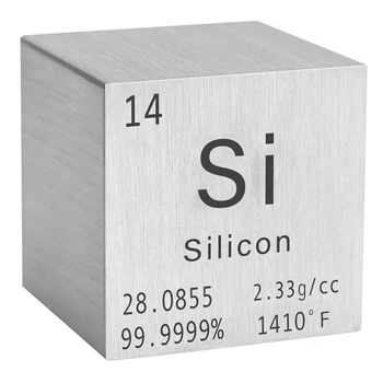 Высокоточный 1-дюймовый куб плотности кремния - 99,9% Чистых элементов Для химии - Дизайн Периодической таблицы Менделеева Для коллекции Durable