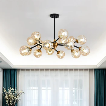 Современные люстры со стеклянными шарами для столовой, кухни, гостиной, спальни, Подвесная потолочная люстра, светильники для внутреннего освещения