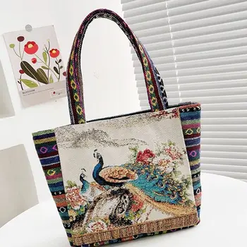 Сумка в этническом стиле, винтажная вышивка в виде Слона, тканевая сумка большой емкости, сумка для животных, модная индивидуальная сумка-тоут