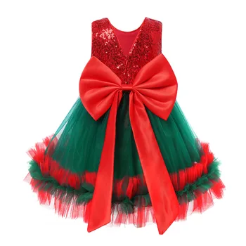 Свадебное платье для девочек в цветочек, детские новогодние платья с блестками для девочек, Элегантное вечернее платье принцессы, Детский рождественский костюм