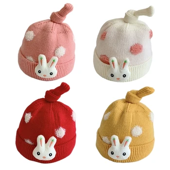 Мягкая и уютная детская шапочка с кроликом, теплая и ветрозащитная детская вязаная шапочка, дышащий капор для малышей для активного отдыха
