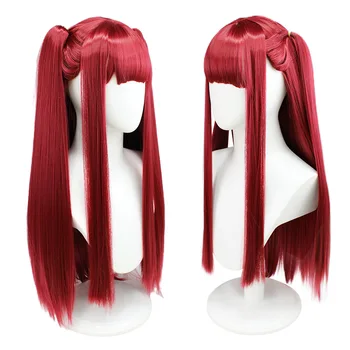 Винно-красные длинные волнистые парики для косплея Парики из синтетических термостойких волос для женщин и девочек Парики для костюмированной вечеринки в стиле аниме