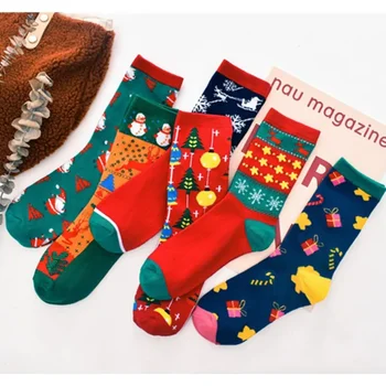 Осенние и зимние новые милые носки с героями мультфильмов в тюбике, хлопковые носки для взрослых, мужские и женские Нейтральные Праздничные Рождественские носки