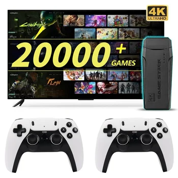Игровые Приставки 4k HD Game Stick TV 20000 + Игр Эмулятор Emuelec 9 Ретро Игровой автомат С Двойным Беспроводным Геймпадом