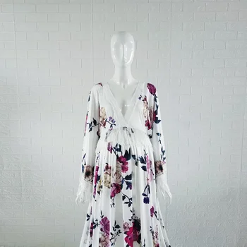 Платья в стиле бохо с цветочным принтом для беременных, реквизит для фотосессии, винтажное богемное платье в цветочек для беременных для фотосессии