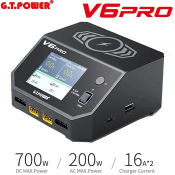 GT.POWER V6 Pro AC / DC Двухканальное Интеллектуальное Балансное Зарядное устройство-Разрядник 700 Вт 32A Для LiPo /LiFe /LiIon / LiHV / NiMH /NiCd Аккумуляторов