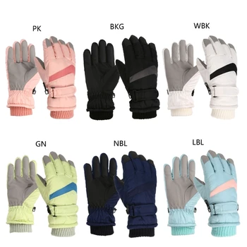 Противоскользящие зимние перчатки с ребристыми манжетами, дизайнерские перчатки, детские теплые варежки