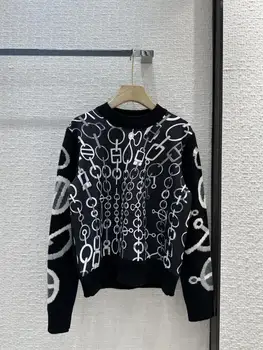 Женская одежда 2023 года, кашемировый свитер в стиле пэчворк с геометрическим принтом, Зима, Новинка
