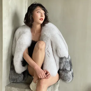 Новинка 2023 года, модная женская куртка из натурального меха лисы, стильные пальто знаменитостей из натурального меха лисы для женщин по всему миру