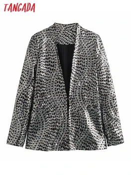 Tangada 2023 Новый Женский Блейзер, украшенный бисером, Куртка с длинным рукавом, женское праздничное пальто QD120