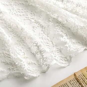 100x125 см Кружевные Ткани С Вышивкой Белой Кружевной Сеткой DIY Craft Швейное Платье Одежда