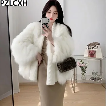 Однотонный кардиган, укороченное верхнее пальто, зимняя мода, белое пальто из искусственного меха, Женские Корейские модные теплые пальто из перьев, женские наряды для вечеринок