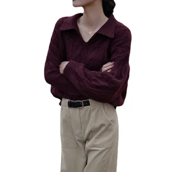 Женская осенне-зимняя коллекция 2023 года, Новый французский винтажный свитер с завитками из утолщенного жареного теста, свободная верхняя одежда с напуском