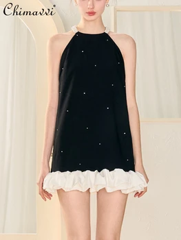 Модное бриллиантовое черное платье-камзол, женственная летняя одежда 2023 года, Новое сексуальное приталенное элегантное вечернее платье, женское короткое платье