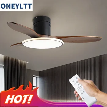Модный потолочный вентилятор с ультратонкой светодиодной лампой, потолочный вентилятор в скандинавском минималистичном стиле для спальни, гостиной