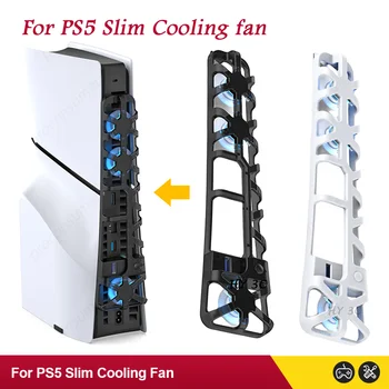 Для PS5 Тонкий Охлаждающий Вентилятор Со Светодиодной Подсветкой 3 Охлаждающих Вентилятора Высокоэффективная Система Охлаждения 1100 об/мин Для Игровой Консоли PS5 Slim