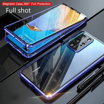 Металлический магнитный чехол с полной защитой 360 ° для Samsung Galaxy Note20, ультра двухсторонняя стеклянная защитная крышка объектива