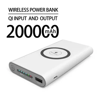 Беспроводной блок питания емкостью 200000 мАч, двусторонняя быстрая зарядка, Powerbank, портативное зарядное устройство type-c, внешний аккумулятор для iPhone