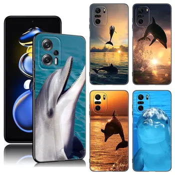 Животное Дельфин Черный Силиконовый Чехол Для Телефона Xiaomi POCO X3 X4 NFC F5 M3 M4 M6 X5 X6 Pro F3 F4 GT 5G C55 C65 M5