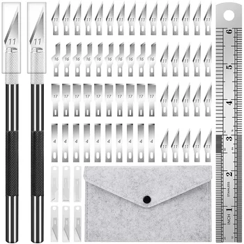 64 шт. Нож Exacto, набор ножей для хобби с лезвиями, линейкой и набором ножей для поделок своими руками