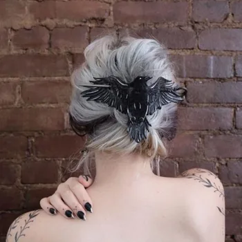 Дизайнерская Заколка Viking Oversize Black Raven В Наборе Vintage New Goth Metal Crow Hair Stick Аксессуары Для Волос 2022 Harajuku Jewelry
