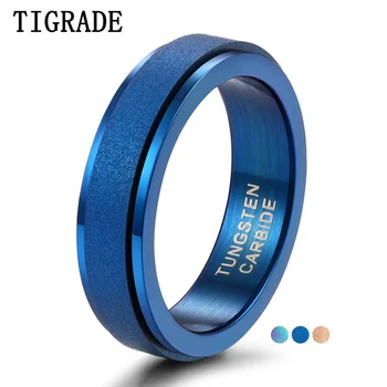 Tigrade 6 мм Синее Вращающееся Кольцо Мужчины Женщины Декомпрессионное Вращающееся Кольцо для Помолвки Повседневные Ювелирные Изделия Размер от 5 до 12 anillo hombre Cool