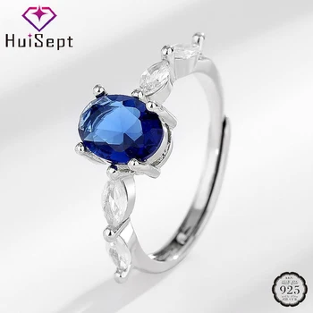 Модное кольцо HuiSept на палец, Серебряные украшения 925 пробы с сапфировым цирконом, украшения для женщин, свадебные кольца для новобрачных, Подарочные кольца для новобрачных