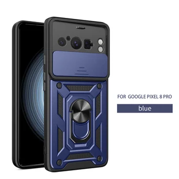 Funda Для Google Pixel 8 Pro Pixel8 Case Скользящий Объектив Защита Камеры Задняя Крышка Магнитный Держатель Кольцо Подставка Противоударный Чехол