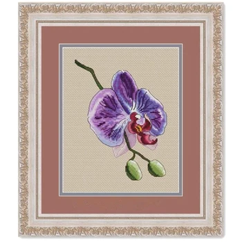 Набор для вышивания крестиком фиолетовой орхидеи, дизайн цветочных растений, Хлопчатобумажная шелковая нить 14 карат, 11 карат, льняной холст, вышивка, рукоделие своими руками