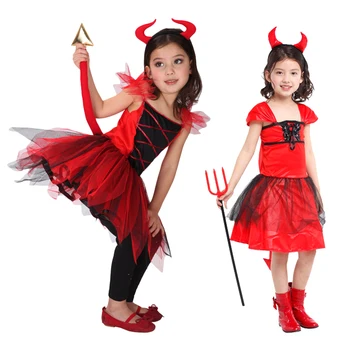 Детский костюм вампира для девочек, праздничное платье принцессы, детский косплей, тюлевая кружевная черно-красная одежда со стоячим воротником