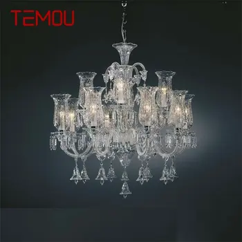 Хрустальная люстра TEMOU Лампа в европейском стиле Светодиодный подвесной светильник Декоративные светильники для дома Гостиной