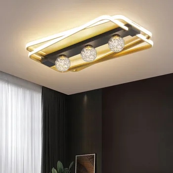 Новый внутренний светодиодный потолочный светильник Современный домашний потолочный светильник 110 В 220 В для гостиной, спальни, столовой, черно-золотой светодиодный светильник