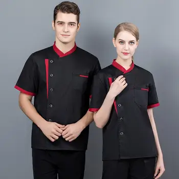 Одежда шеф-повара, дышащая униформа шеф-повара, рубашка с накладным карманом на воротнике-стойке для кухни ресторана, Baker Cook для унисекс
