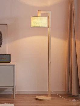 Японский Минималистский торшер, Прикроватная лампа для гостиной, спальни, Скандинавский Ретро-Китайский торшер из массива дерева