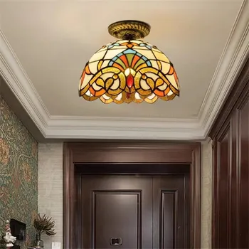 Турецкий потолочный светильник Creative Glass Led lustre couleur с лампочкой E27 мощностью 7 Вт, освещение спальни, ванной комнаты, коридора, чердака.