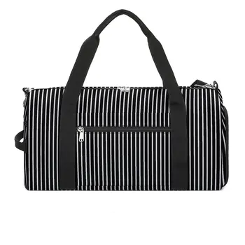 Спортивные сумки с полосатым принтом, черно-белая спортивная сумка для плавания с обувью, сумки в стиле ретро Для мужчин и женщин, дизайнерская сумка для фитнеса выходного дня.