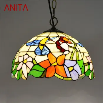 Подвесной светильник ANITA Tiffany Современная светодиодная лампа в виде цветка Светильники для украшения домашней столовой